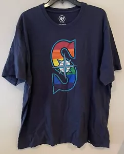‘47 Seattle Mariners Pride Rainbow MLB Baseball Sz XXL Mens T-Shirt - Picture 1 of 3