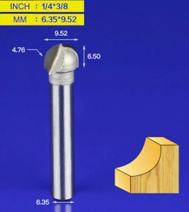 Cortador de perfil de carburo cala redonda 3/8" 9,52 mm D 1/4" vástago herramienta CNC enrutador MDF - Imagen 1 de 1
