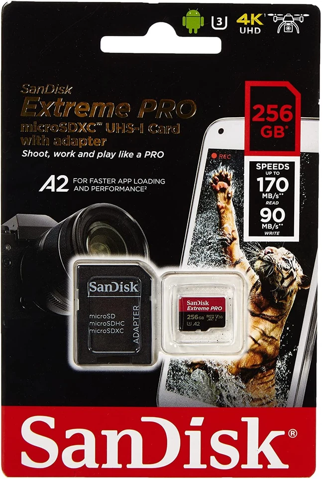 SanDisk Extreme Pro 256GB microSDXC Memory Card, SD Adapter with A2 App, 170MB/s - Bild 1 von 1