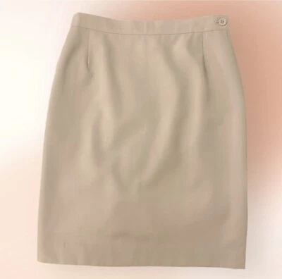 Genny by Gianna Versace Italy Vintage Soft Taupe Lined Wool Pencil Skirt Size 10 - Image 1 of 4