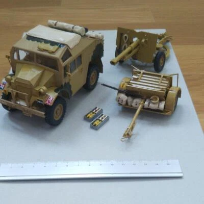 Costruito e dipinto Tamiya 1/35 British 25 PDR Field Gun e trattore Quad gun - Immagine 1 di 4