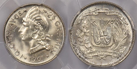 Dominican Republic 1961 10 Centavos PCGS MS 64 PI0044 combine shipping Cover