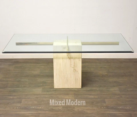 Artedi Travertine and Brass Dining Table Cover