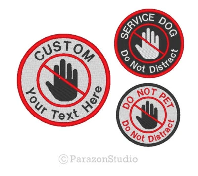  Custom Embroidered Hand Stop Symbol Service Dog Do Not Distract Sew on Patch - Image 1 of 4