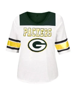 Green Bay Packers Women's NFL Touchdown Tee V-Neck T-Shirt - Picture 1 of 1