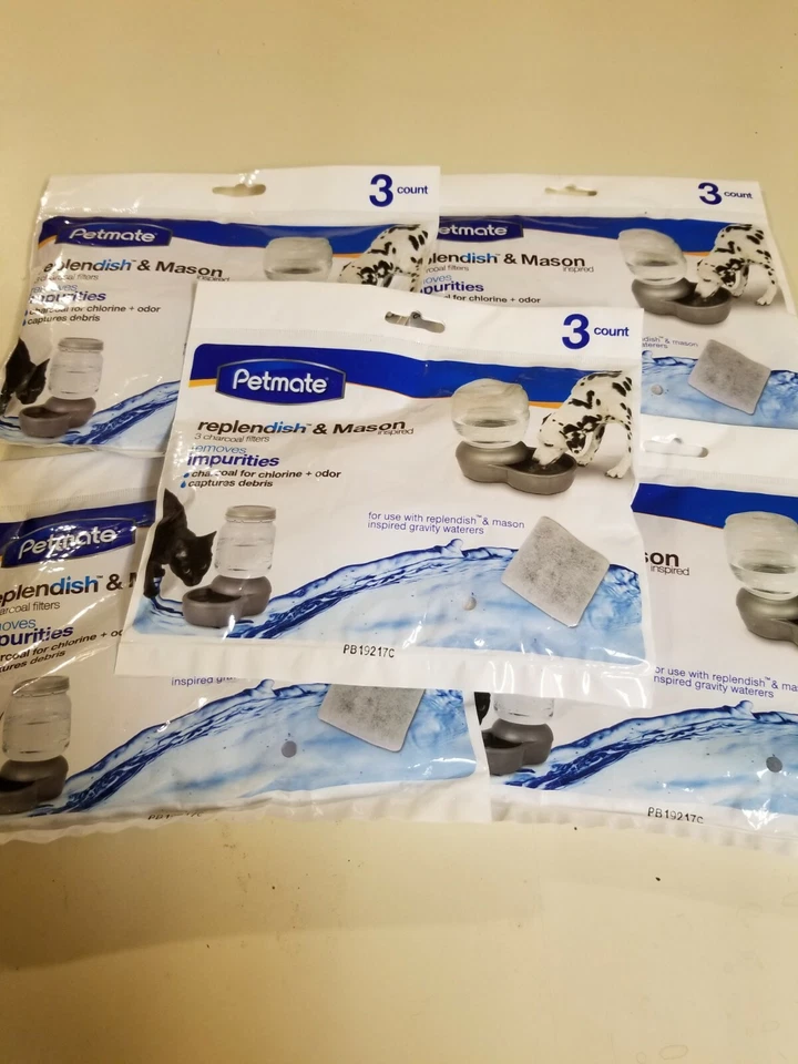 Petmate Replendish Charcoal Replacement Filters Control Chlorine 3 Count