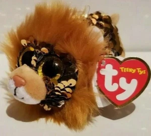 TY Teeny Tys Regal Lion 4" FLIPPABLES SEQUINS December 8 Birthday UPC Marked - Picture 1 of 2
