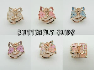 Pretty Girls Children Hair Slide Clasp Butterfly Clip Colourfull Pairs Party  - Picture 1 of 12