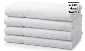 4 asciugamani bianchi egiziani 100% cotone biologico super morbidi e ad asciugatura rapida - Foto 1 di 3