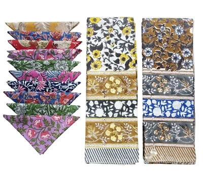 2 Pcs Hand Block Print Tablecloth 100%Cotton 150*220cm Multi Floral Rectangular - Image 1 of 4