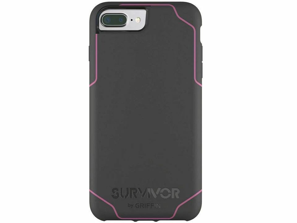 Griffin Survivor iPhone 7 Plus / 8 Plus Thin Extreme Rugged Case Cover Grey/Pink - Image 1 of 4