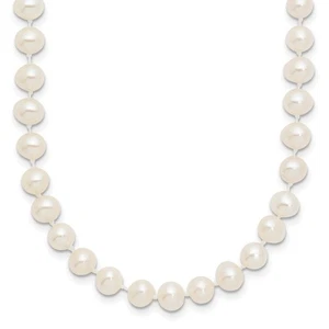 10k Yellow Gold 5-6mm White Near-Round Freshwater Cultured Pearl Necklace 16" - Picture 1 of 4