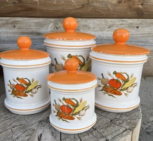 Juego de botes de cerámica SPICE OF LIFE de colección años 70 4 piezas otoño cosecha verduras Japón - Imagen 1 de 17