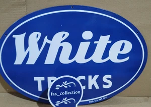 White Trucks Porcelain Enamel Sign 24 x 16 Inches 1 Sided - Picture 1 of 5