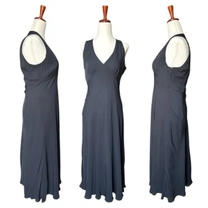 VTG Talbots Black 100% Pure Silk Chiffon Babydoll Maxi Dress Sleeveless Size 6P - Picture 1 of 7
