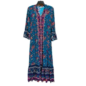 Soft Surroundings Maxi Dress XS Multicolor Floral Tiered Flowy Boho Pullover - Picture 1 of 6