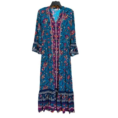 Soft Surroundings Maxi Dress XS Multicolor Floral Tiered Flowy Boho Pullover - Image 1 of 4