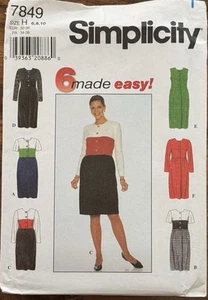 Simplicity 6 leicht gemacht Muster 7849 Misses' halb tailliertes Kleid Gr. 6, 8, 10 ungeschnitten - Bild 1 von 2