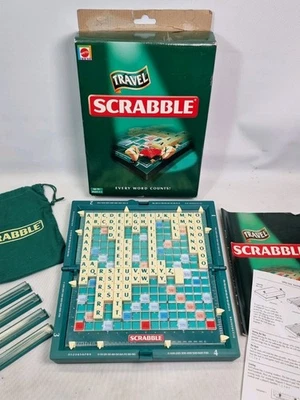 Travel Scrabble Deluxe Clip In Tiles Hard Case Folds Away Mid Game Complete Boxe - Image 1 of 4