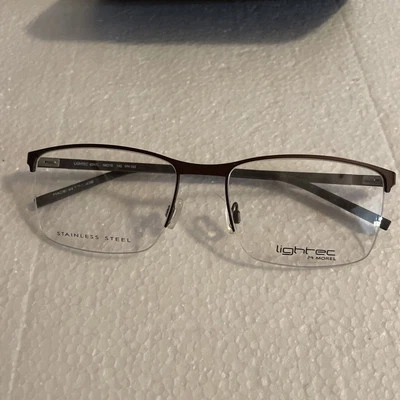 NUEVO SIN ETIQUETAS MOREL Francia Monturas de Anteojos Solo, LIGHTEC 8247L, 58-19-145, Bronce/Negro Foto 1 de 4