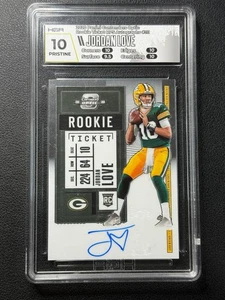 JORDAN LOVE HGA 10 PRISTINE 2020 PANINI CONTENDERS OPTIC #111 ROOKIE BIGLIETTO AUTO - Foto 1 di 2