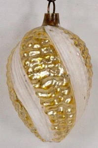 Christmas Ornament Blown Glass Pale Gold Bumpy Spiral Twist W Germany VTG #1356 - Picture 1 of 8