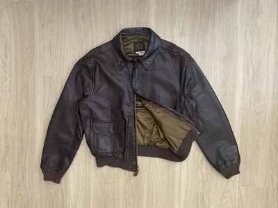 VTG Avirex Leather Jacket Men’s 46 Brown Air Force A-2 Flight Bomber Made USA - image 1 of 4