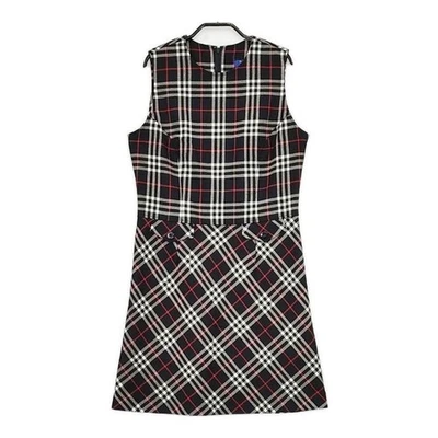 Vestido de lana sin mangas negro BURBERRY BLUE LABEL Nova Check talla 40 5-1013T∞ Foto 1 de 4