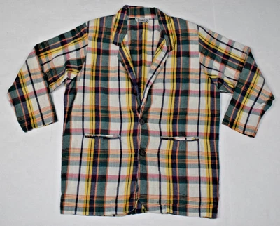 Chaqueta Blazer Vintage Cheyenne Otoño Talla XL 80s Madras Cuadros Algodón Claro Lino Foto 1 de 4
