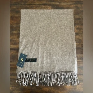 Bufanda borla beige cachemir puro - Imagen 1 de 2