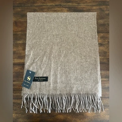 Bufanda borla beige cachemir puro - Imagen 1 de 2