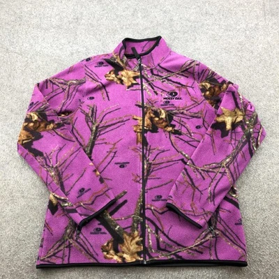 Jaqueta Mossy Oak Feminina Grande 12-14 Roxa Camuflagem Lã Zíper Completo Caça Ao Ar Livre - Imagem 1 de 4