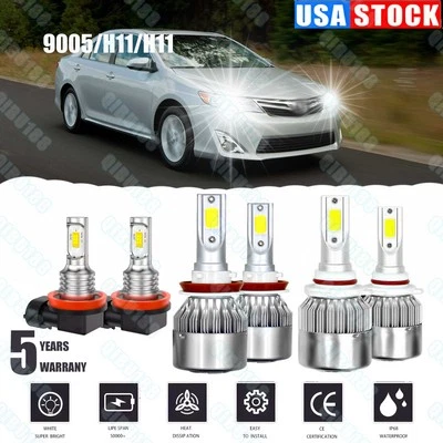 For Toyota Camry 2007- 2014 LED Headlight Bulbs KIT High/Low Beam + Fog Light - Image 1 of 4
