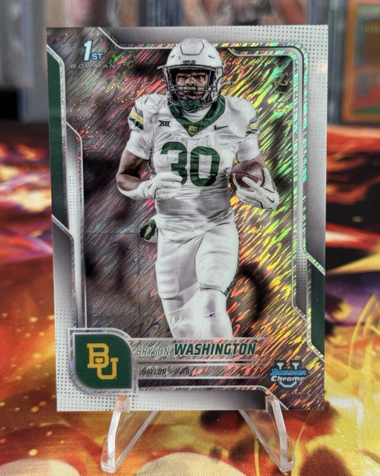 2025 Bowman Chrome U #56 BRYSON WASHINGTON 1st White Shimmer COLOR MATCH /15 SSP - Image 1 of 2