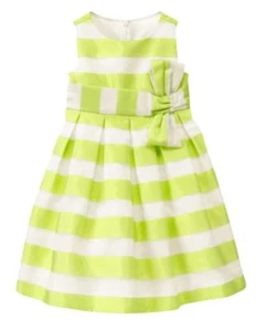 Gymboree Rasen Party grün gestreiftes Satin Kleid neu mit Etikett Mädchen 6 12 18 M Ostern - Bild 1 von 1