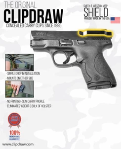 Clipdraw Belt Clip for Smith & Wesson M&P Shield 9mm & .40 + IWB OWB Black Ambi - Picture 1 of 7