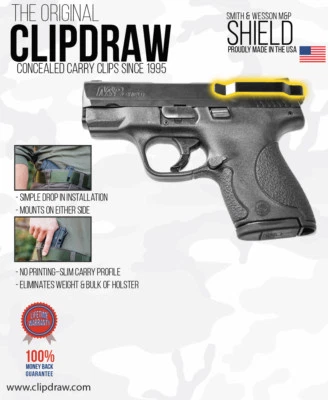Clip de cinturón Clipdraw para Smith & Wesson M&P Shield 9 mm y .40 Plus + IWB Black Ambi Foto 1 de 4