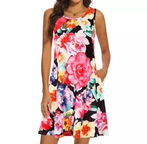 NWT Womens Colorful Floral Summer Tank Style Knit Dress / Small - Picture 1 of 10