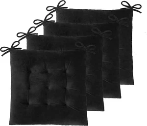Set of 4Square Chair Pads Indoor Seat Cushions Pillows with Ties Thick Soft Seat - Picture 1 of 11