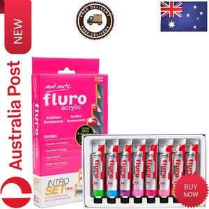 New Intro Paint Set - Fluro Acrylic 8pc x 18ml Glows Under Black Light | AU - Picture 1 of 7