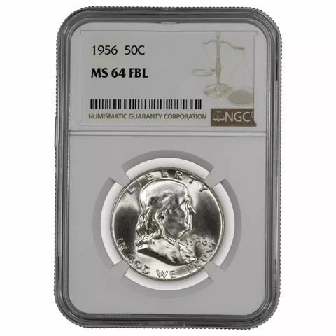 1956 FRANKLIN HALF DOLLAR 50C NGC MS 64 FBL MINT UNC - FULL BELL LINES Cover