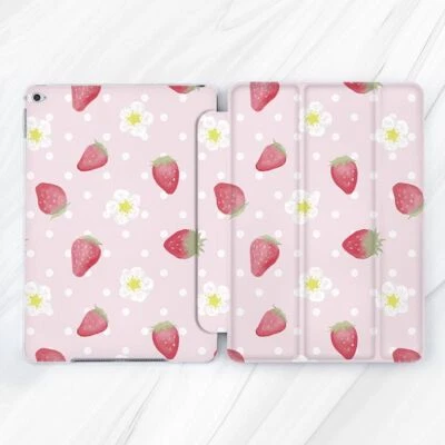 Cute Pink Strawberry Summer Case For iPad 10.2 Air 3 4 5 Pro 9.7 11 12.9 Mini - Image 1 of 4