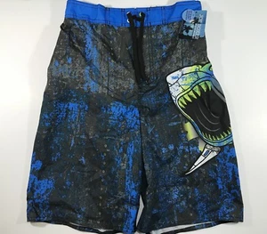 JOE BOXER SHARK NWT SIZE HUSKY 14 BLUE BLACK 100% POLYESTER BOYS SWIMSUIT - Picture 1 of 7
