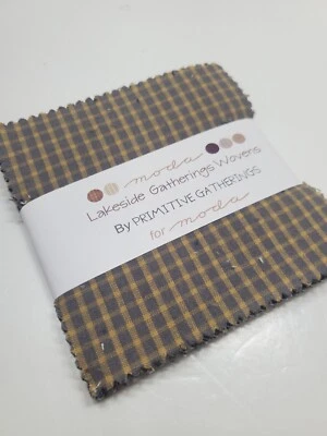 Lakeside Gatherings Primitive 5" Charm Pack Moda Plaid OOP Sew Quilt Square - Image 1 of 2