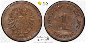 Germany Empire 1873D Pfennig, The Rarest Key Date of the Series, PCGS VF Detail - Picture 1 of 3