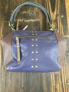 OrYani Pebbled Leather Double Zip Purse Color Block Purple,Teal & Burgandy - Picture 1 of 18