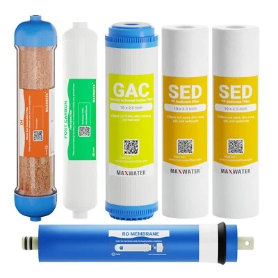 6 Stage Reverse Osmosis RO.DI Water Filter Replacement Kit 100 GPD Membrane - Image 1 of 4