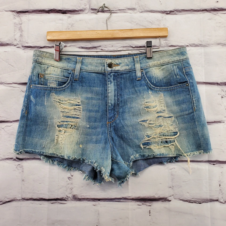 Шорты женские JOES 31 с необработанным подолом искусственно состаренные на молнии средняя стирка винтажные синие - Изображение 1 из 4