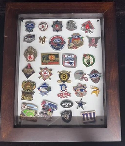 Large Lot Of MLB, NFL Pins - Super Bowl , Bruins, Patriots, Red Sox With Case - Picture 1 of 10