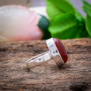 Gift For Her Natural Carnelian Claw Ring Ring Size  925 Silver SG-253